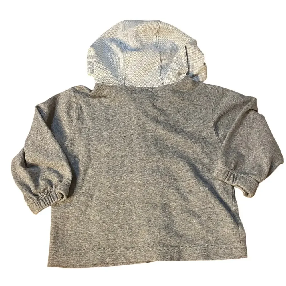 Ralph Lauren light‎ gray full zip logo patch hooded toddler sweatshirt SIZE 3T